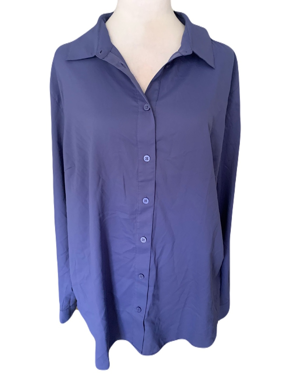 Coolibar Womens XL Blue Long-Sleeve Lightweight Button-Front UPF 50 Sun Shirt